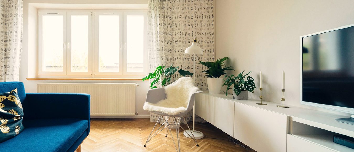 A bright, calm living room at home